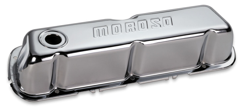 Moroso Ford 302/351W Valve Cover - w/Baffles - Stamped Steel Chrome Plated - Pair - 68201