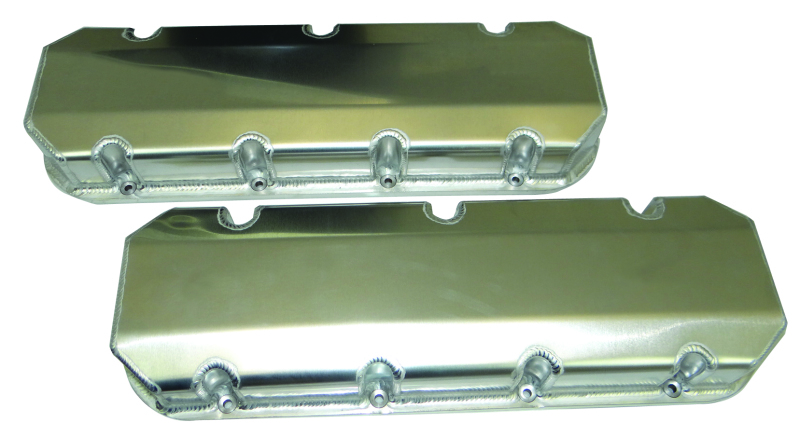 Moroso Chevrolet Big Block Valve Cover w/Billet Rail - Steel Inserts - No Logo - Aluminum - Pair - 68353