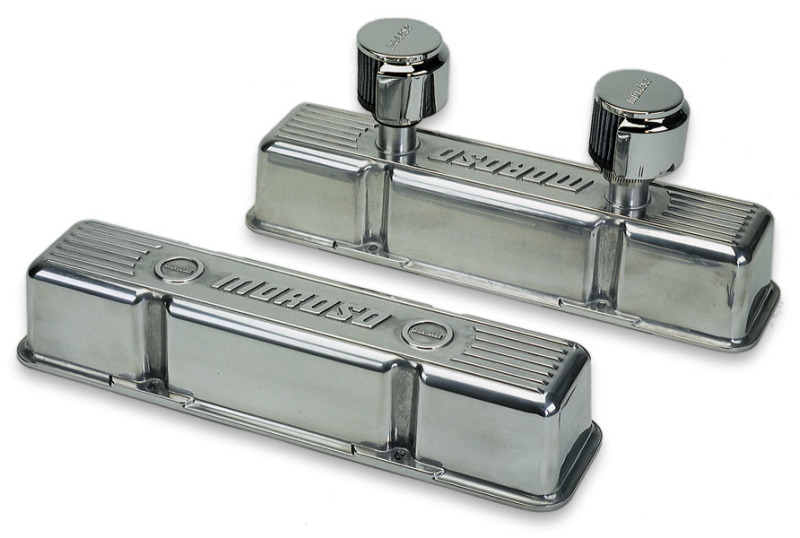 Moroso Chevrolet Small Block Valve Cover - 1 Cover w/2 Breathers - Polished Aluminum - Pair - 68370