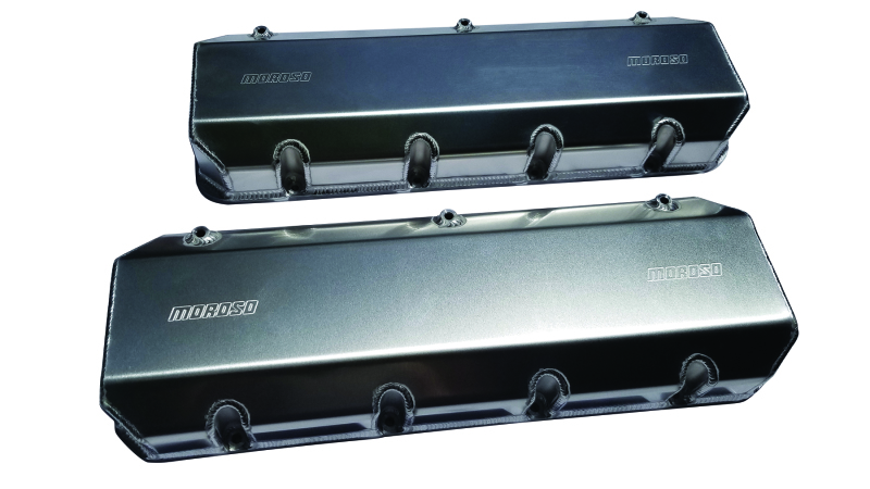 Moroso Brodix DN9 (w/3in Cylinder Heads) Valve Cover w/Billet Rail - Aluminum - Pair - 68454