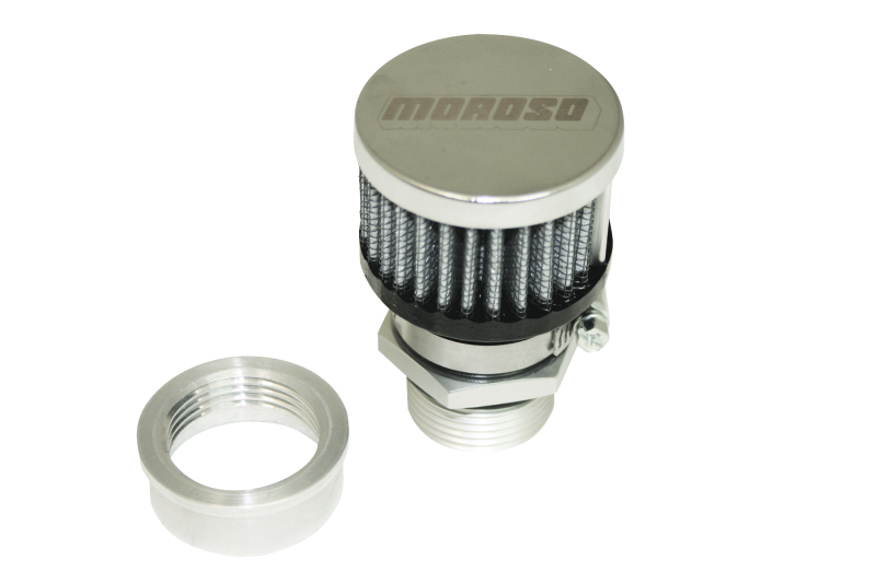 Moroso Weld-On Valve Cover Breather Kit - Aluminum Valve Covers - Chrome Finish - 68852