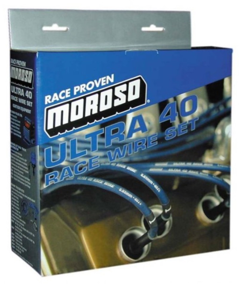 Moroso GM LS Ignition Wire Set - Ultra 40 - Sleeved - 9.75in - Blue - 73537