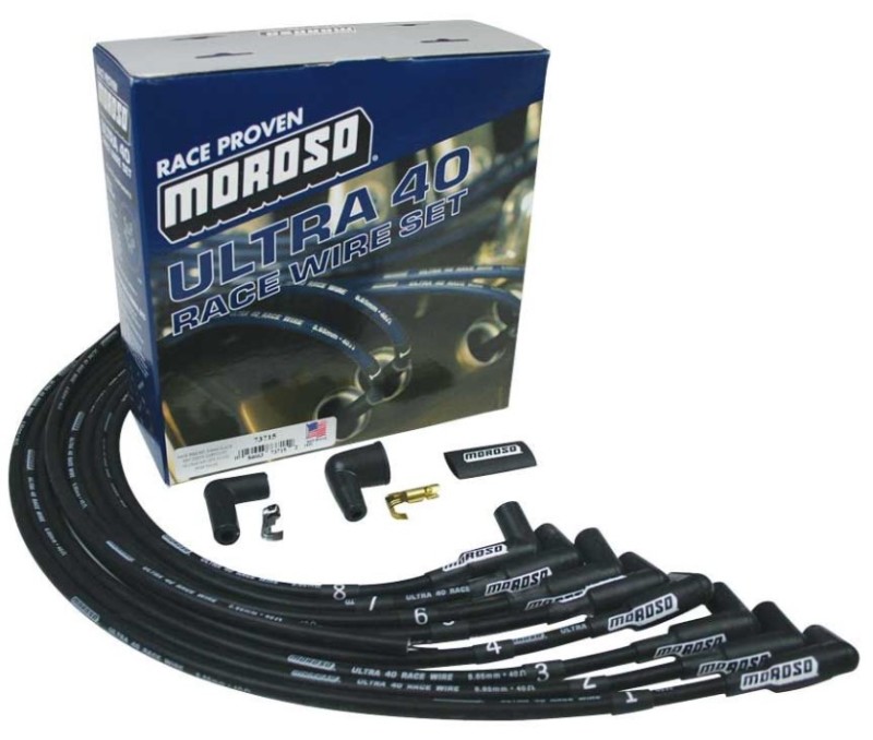 Moroso Chevrolet Big Block Ignition Wire Set - Ultra 40 - Unsleeved - HEI - Crab Cap - Black - 73715