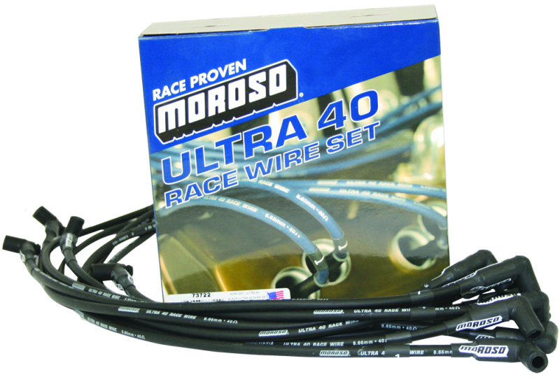 Moroso Chevrolet Small Block (Sprint Car) Ignition Wire Set - Ultra 40 - Unsleeved - HEI - Black - 73722