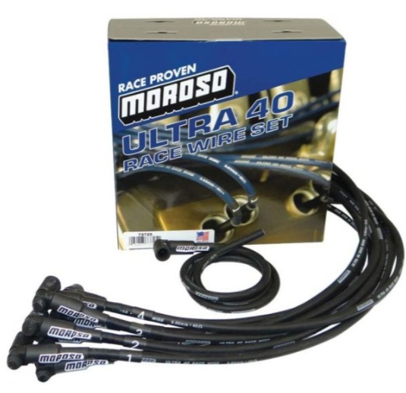 Moroso Chevrolet Small Block Ignition Wire Set - Ultra 40 - Unsleeved - HEI - 135 Degree - Black - 73725