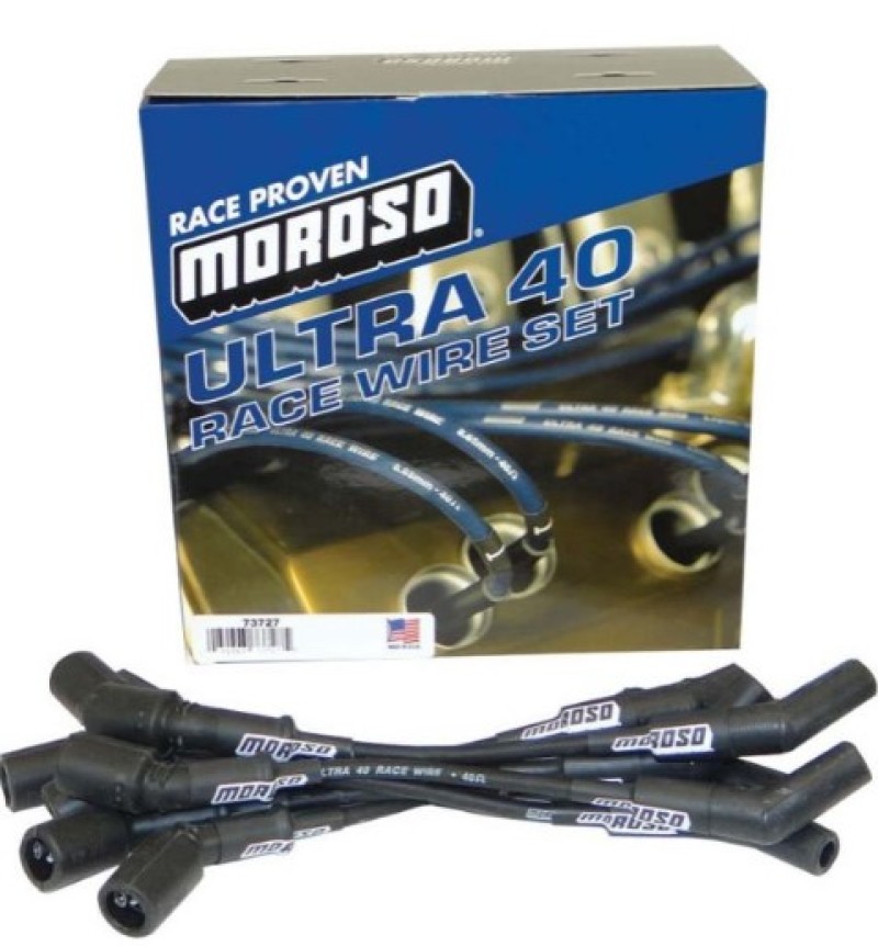 Moroso GM LS Ignition Wire Set - Ultra 40 - Unsleeved - Coil-On - 9.75in Wire - 135 Degree - Black - 73727