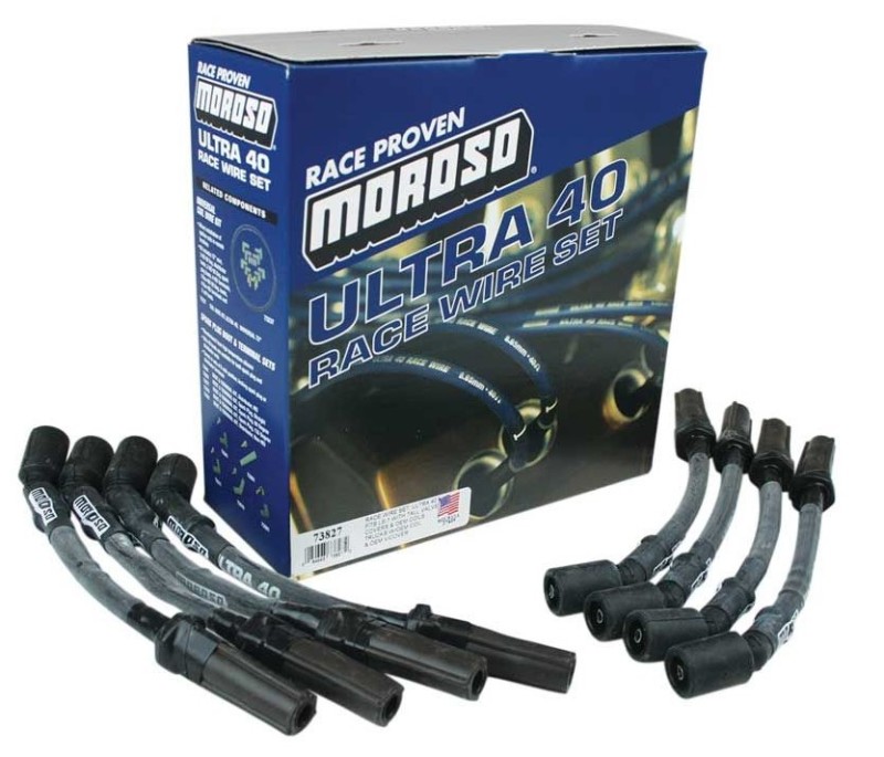 Moroso GM LS Ignition Wire Set - Ultra 40 - Sleeved - Coil-On - 9.75in Wire - Black - 73827