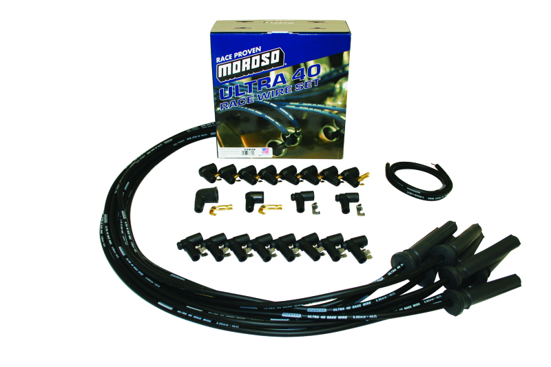 Moroso GM Pro Stock/Brodix PB201/CFE Ignition Wire Set - Ultra 40 - Unsleeved - Black - 73839
