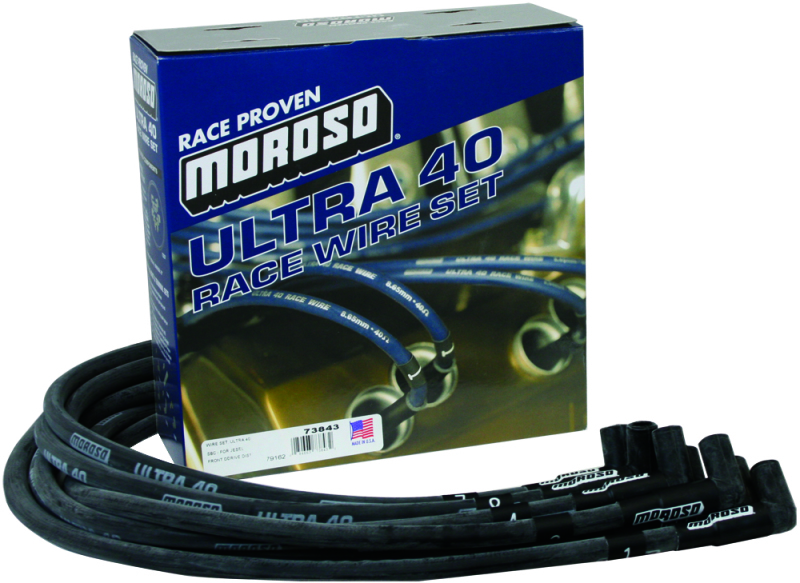 Moroso Chevrolet Big Block (w/Jesel) Ignition Wire Set - Ultra 40 - Sleeved - 90 Degree - Black - 73843