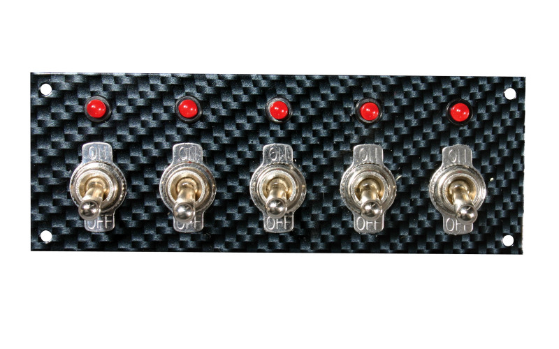 Moroso Toggle Switch Panel - Dash Mount - 2in x 5.5in - Grey/Black Fiber Design - 74143
