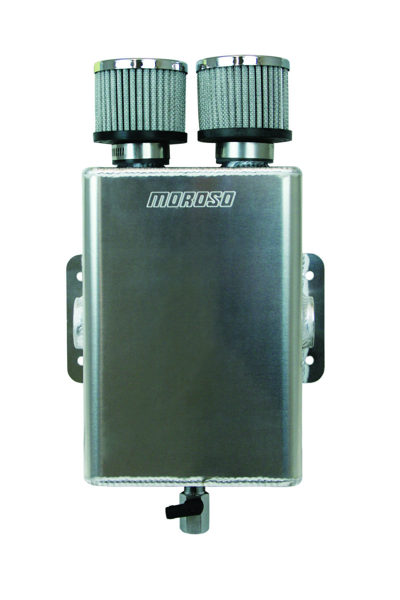 Moroso Breather Tank/Catch Can -16An Female Inlet - One on Each Side - Two Breathers - Aluminum - 85393