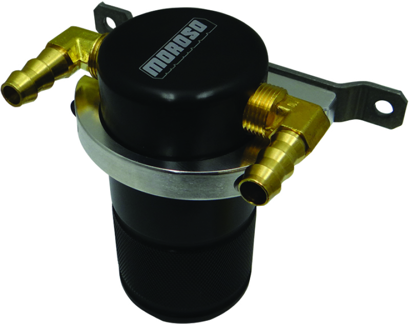 Moroso Universal Air/Oil Separator Catch Can - Small Body w/o Drain - Billet Aluminum - Black Finish - 85497