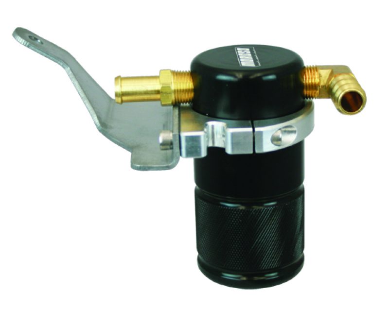 Moroso 07-11 Jeep 3.8L JK Air/Oil Separator Catch Can - Small Body - Billet Aluminum - Black Finish - 85669