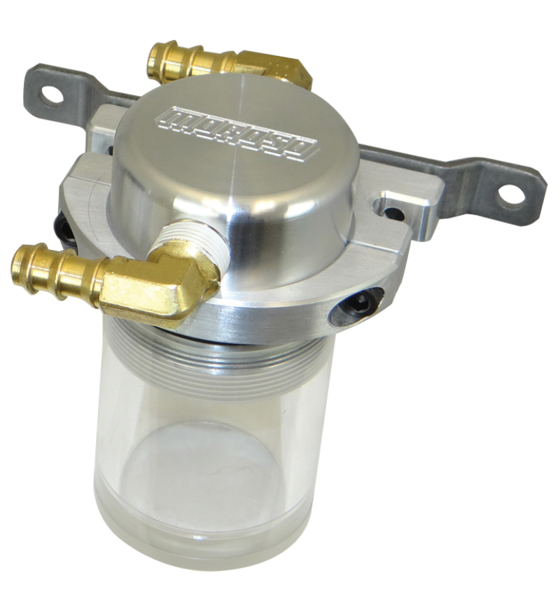 Moroso Universal Air/Oil Separator Catch Can - Small Body w/o Drain - Billet Alum - Raw/Clear Bottom - 85682