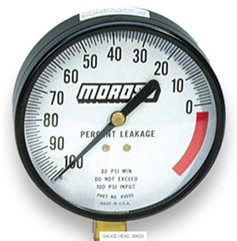 Moroso Cylinder Leakage Testing Gauge Head (Use w/Part No 89600/89601) - 97500
