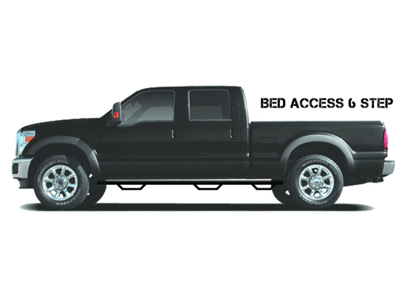 N-Fab Nerf Step 07-13 Chevy-GMC 1500 Crew Cab 5.7ft Bed - Gloss Black - Bed Access - 3in - C07100CC-6