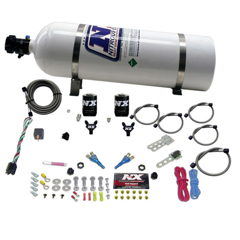 Nitrous Express Dual Nozzle Sport Compact Nitrous Kit (35-50-75HP) w/15lb Bottle - 20616-15