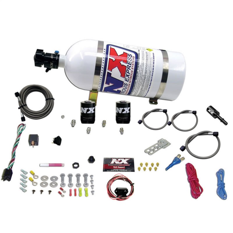 Nitrous Express 11-15 Ford Mustang GT 5.0L Coyote Single Nozzle Nitrous Kit (35-150HP) w/10lb Bottle - 20932-10