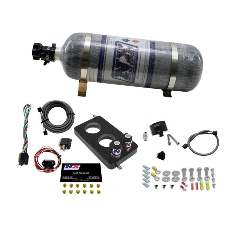 Nitrous Express 05-10 Ford Mustang 4.6L 3 Valve Nitrous Plate Kit (50-150HP) w/12lb Bottle - 20947-12