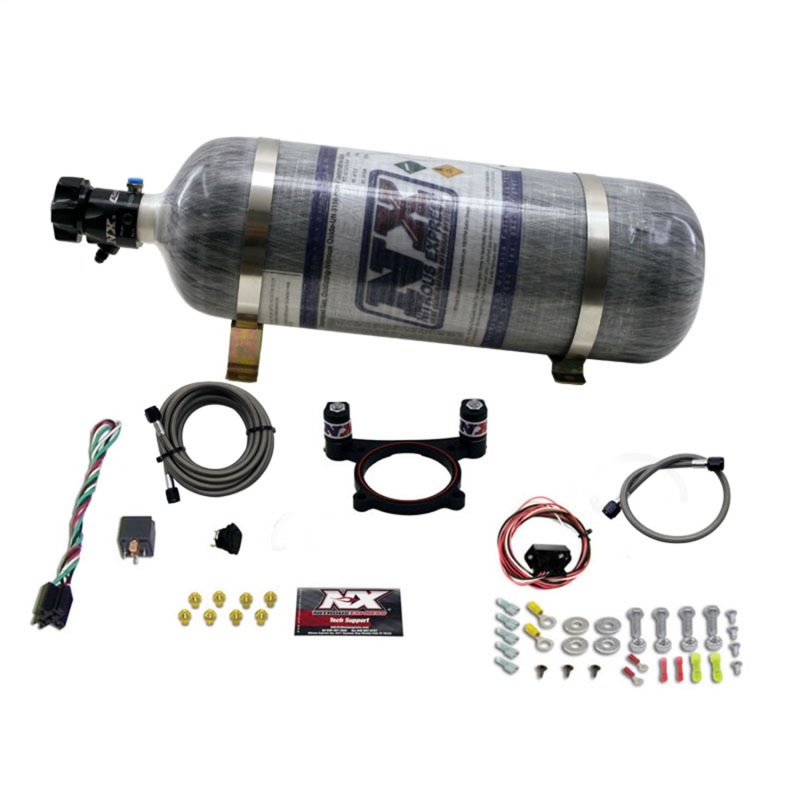 Nitrous Express 11-15 Ford Mustang GT 5.0L Coyote 4 Valve Nitrous Plate Kit (50-200HP) w/Comp Bottle - 20948-12