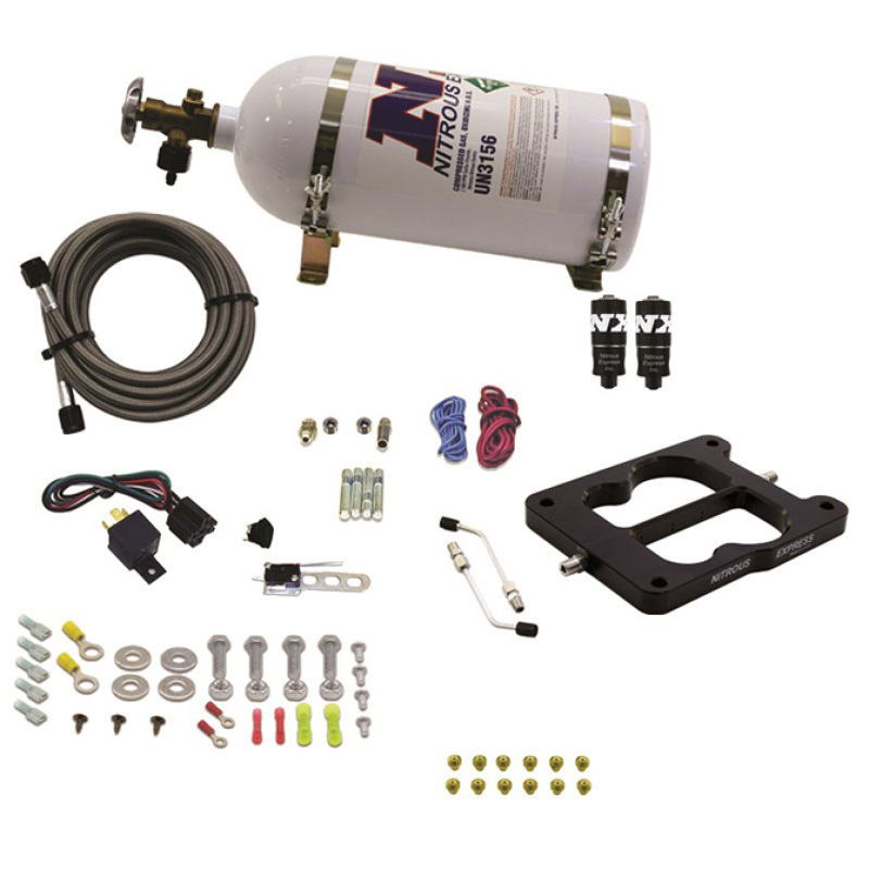 Nitrous Express Q-Jet/Holley Spread Bore Hitman Nitrous Kit (100-150-200HP) w/10lb Bottle - 40080-10