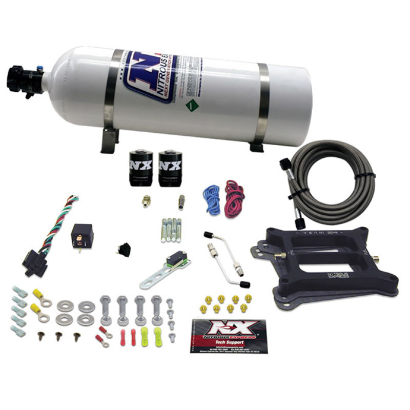 Nitrous Express 4150 4-BBL/Alcohol Nitrous Kit (100-500HP) w/15lb Bottle - 50045-15