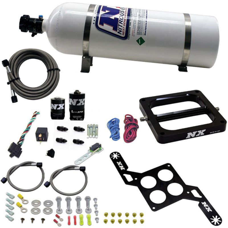 Nitrous Express 4500 RNC Conventional Nitrous Plate Kit w/.375in Solenoid w/15lb Bottle - 55170-15