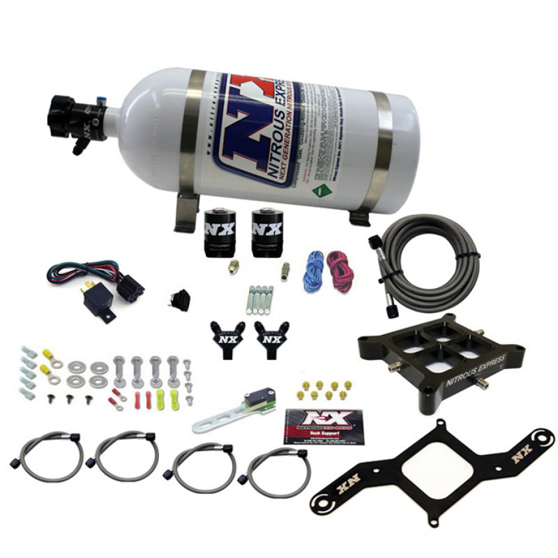 Nitrous Express 4150 Billet Crossbar Stage 6 Nitrous Kit (50-300HP) w/10lb Bottle - 60042-10