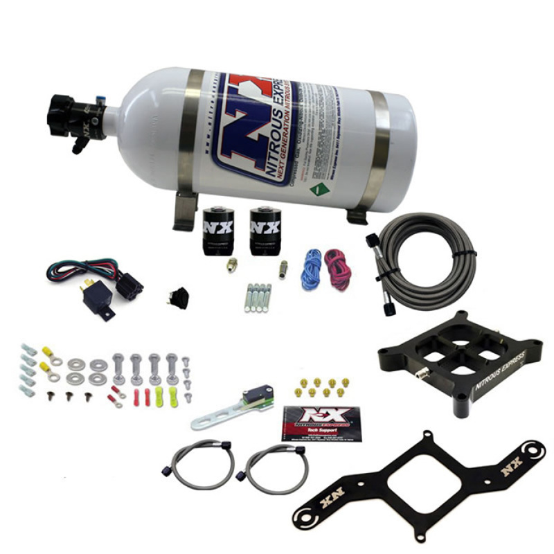 Nitrous Express 4150 Single Entry Crossbar Nitrous Plate Kit Pro-Power (100-500HP) w/10lb Bottle - 63540-10