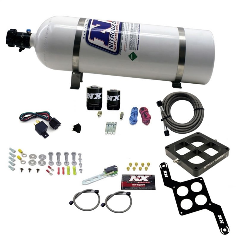 Nitrous Express Dominator Single Entry Billet Crossbar RNC Nitrous Kit (250-750HP) w/15lbbottle - 63870-15