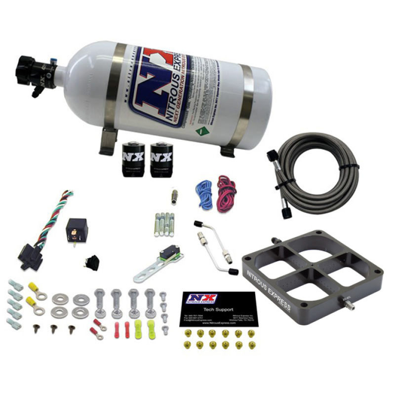 Nitrous Express Single Entry Crossbar 8500 Based Throttle Body Nitrous Kit w/10lb Bottle - 63980-10