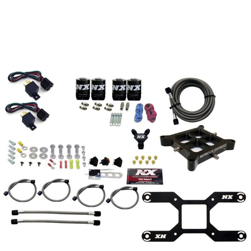 Nitrous Express 4150 Dual Stage Billet Crossbar Nitrous Kit (50-300 & 100-500HP) w/o Bottle - 66042-00