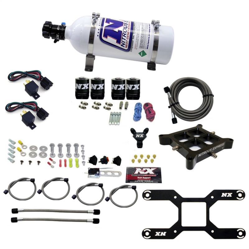 Nitrous Express 4150 Dual Stage Billet Crossbar Nitrous Kit (50-300 & 100-500HP) w/5lb Bottle - 66042-05