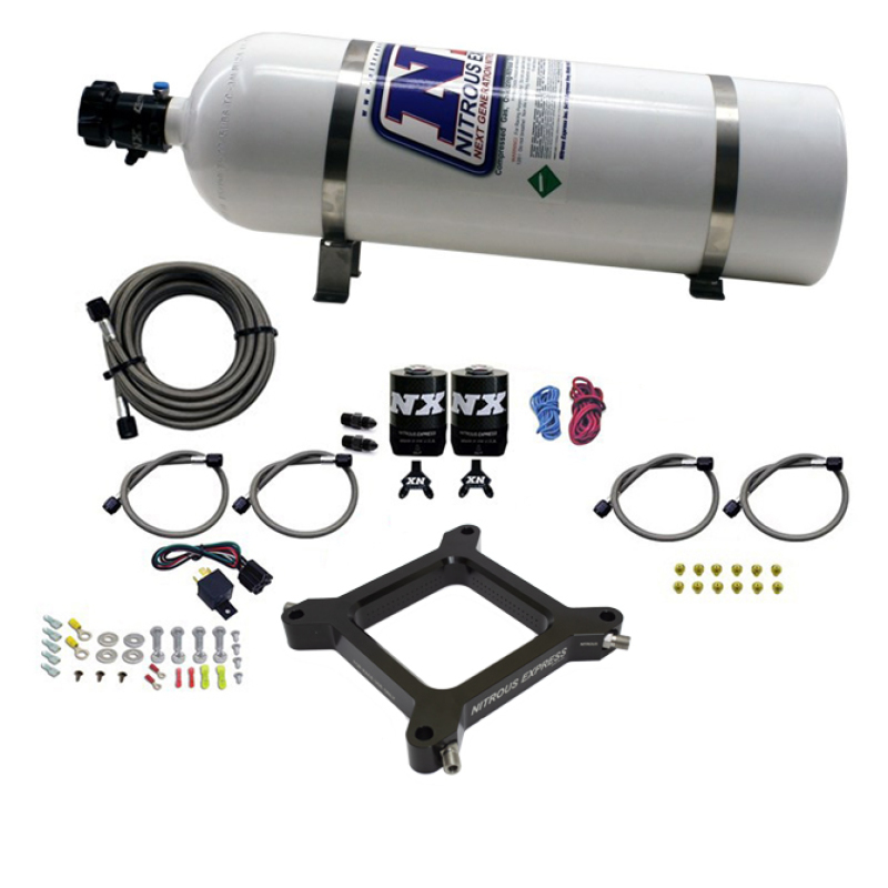 Nitrous Express 4150 Assassin Plate Stage 6 Nitrous Kit (50-300HP) w/15lb Bottle - 67040-15