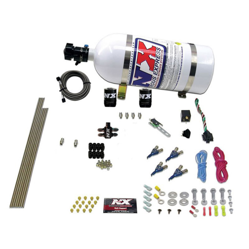 Nitrous Express 4 Cyl Gas Nitrous Kit (100-250HP) w/10lb Bottle - 80004-10