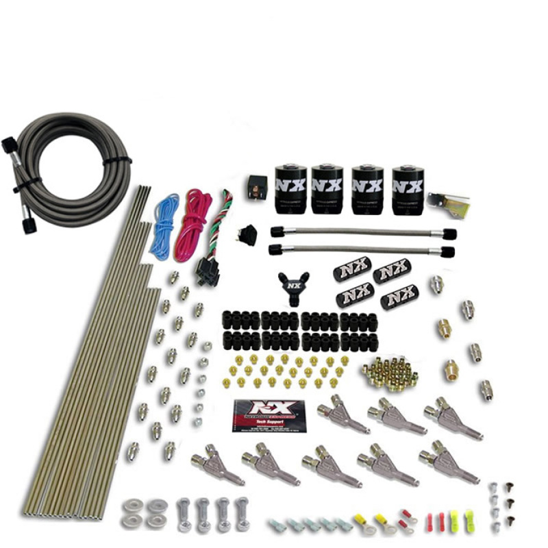 Nitrous Express Vortech Nozzle Nitrous Kit (200-500HP) Gas w/Dist Block & 4 Solenoids w/o Bottle - 80016-00