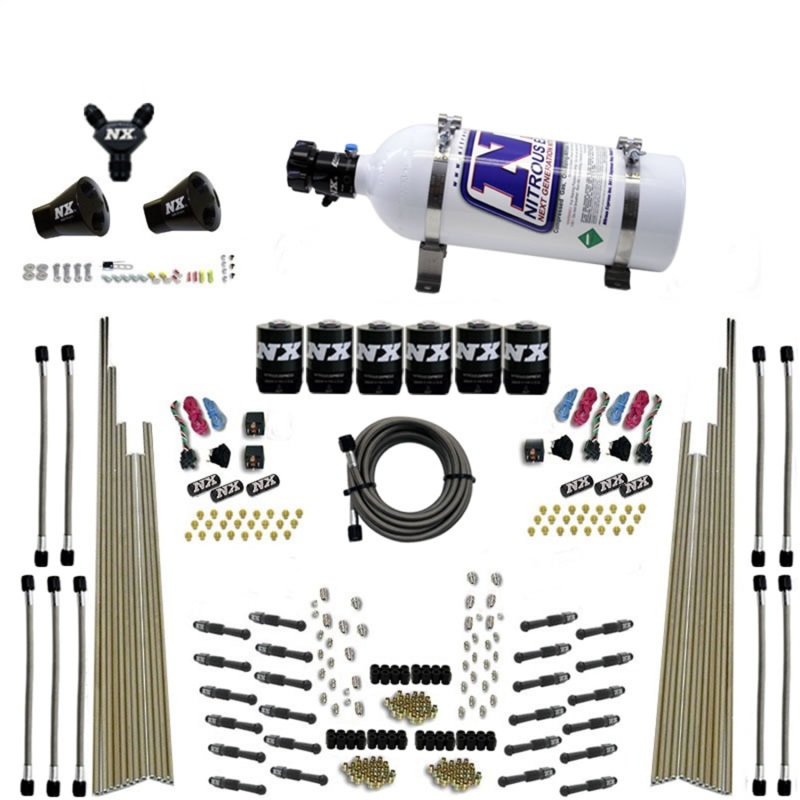 Nitrous Express 8 Cyl Dry Direct Port Three Stage 6 Solenoids Nitrous Kit (200-600HP) w/5lb Bottle - 93206-05