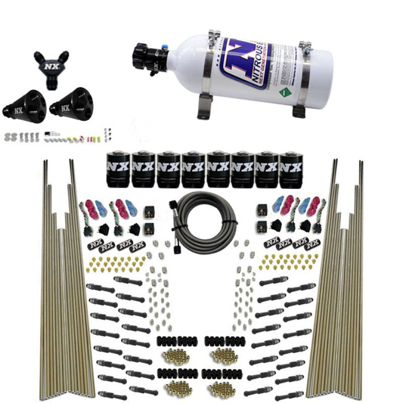 Nitrous Express 8 Cyl Dry Direct Port Four Stage 8 Solenoids Nitrous Kit (200-600HP) w/5lb Bottle - 93306-05