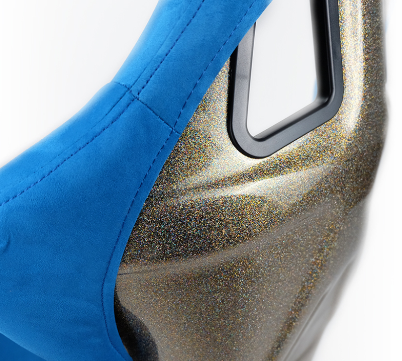 NRG FRP Bucket Seat ULTRA Edition - Large (Blue Alcantara/Gold Glitter Back) - FRP-302BL-ULTRA