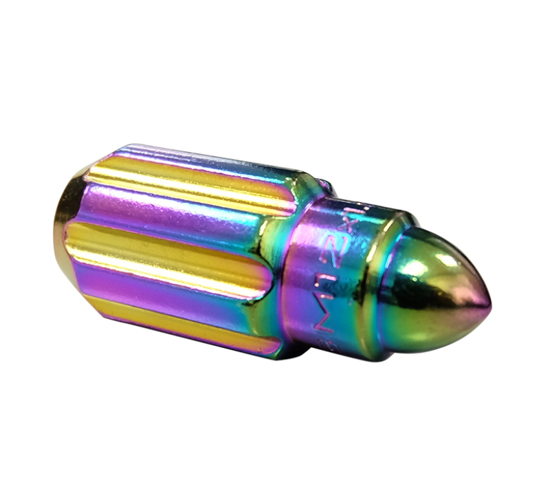 NRG 500 Series M12 X 1.5 Bullet Shape Steel Lug Nut Set - 21 Pc w/Lock Key - Neochrome - LN-LS500MC-21