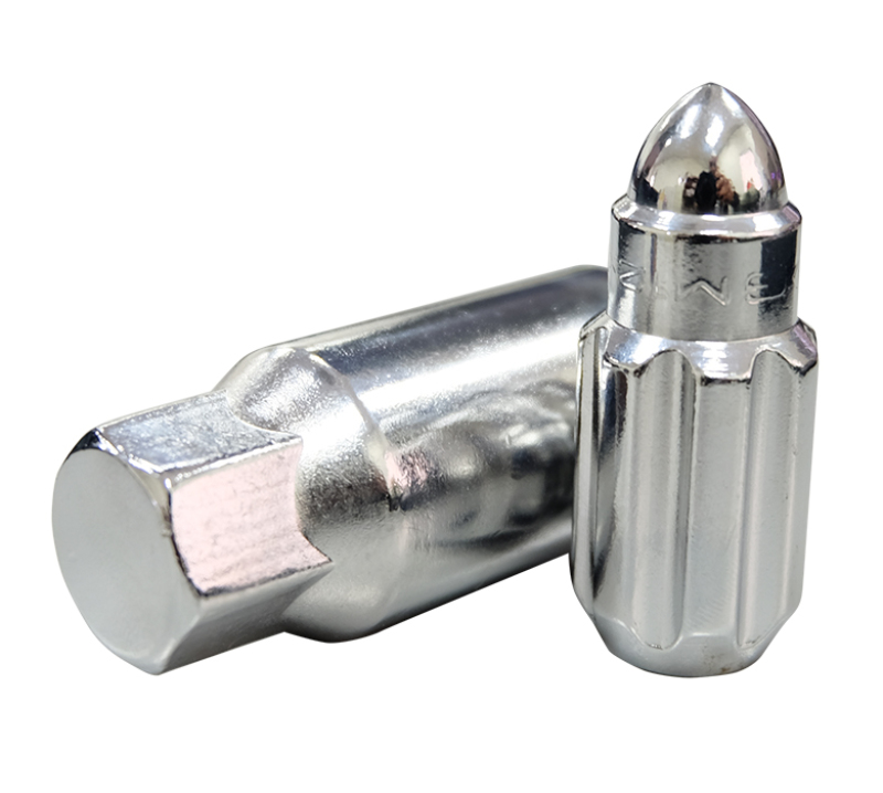 NRG 500 Series M12 X 1.5 Bullet Shape Steel Lug Nut Set - 21 Pc w/Lock Key - Silver - LN-LS500SL-21