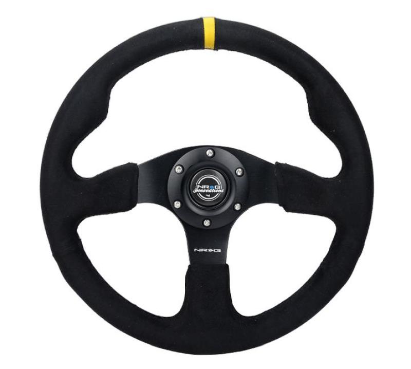 NRG Reinforced Steering Wheel (320mm) Alcantara Steering Wheel w/ Black Stitching - RST-012SA