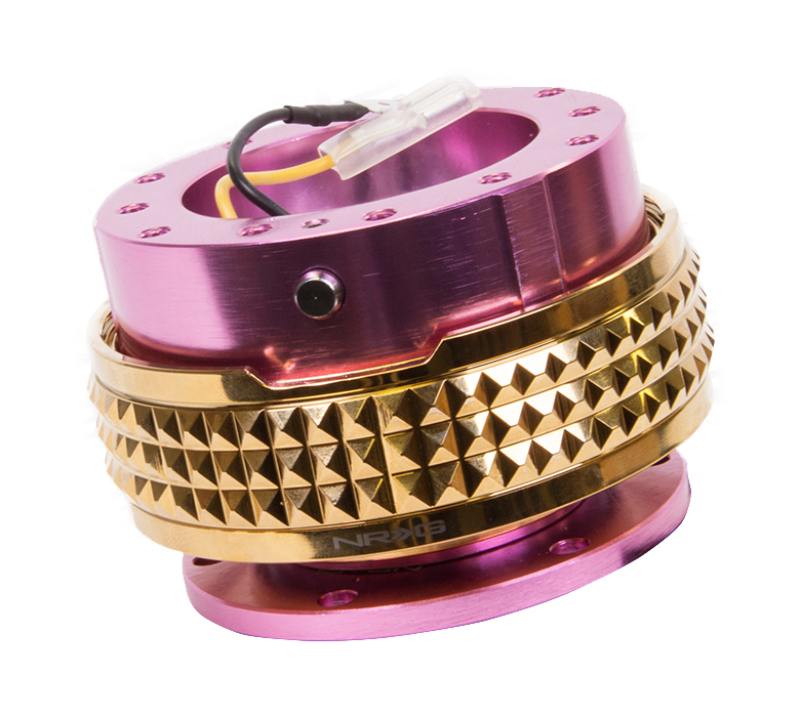 NRG Quick Release Kit - Pyramid Edition - Pink Body / Chrome Gold Pyramid Ring - SRK-210PK/CG