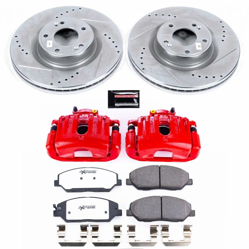 Power Stop 09-11 Hyundai Genesis Front Z26 Street Warrior Brake Kit w/Calipers - KC5921-26