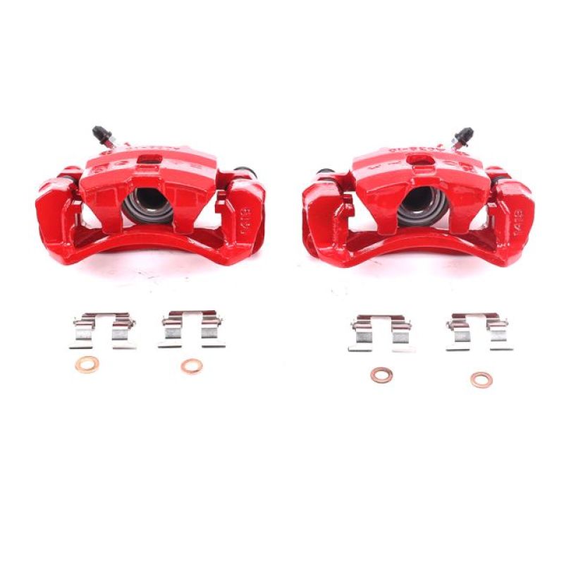 Power Stop 95-98 Subaru Impreza Rear Red Calipers w/Brackets - Pair - S1340