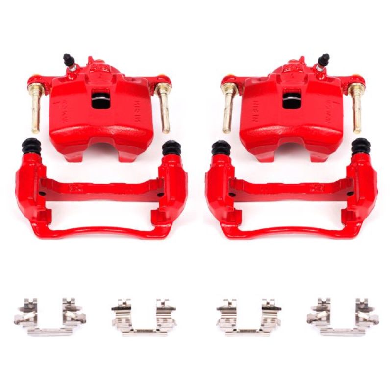 Power Stop 93-95 Honda Civic Front Red Calipers w/Brackets - Pair - S1614