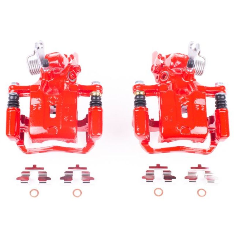 Power Stop 2002 Infiniti G20 Rear Red Calipers w/Brackets - Pair - S2626B