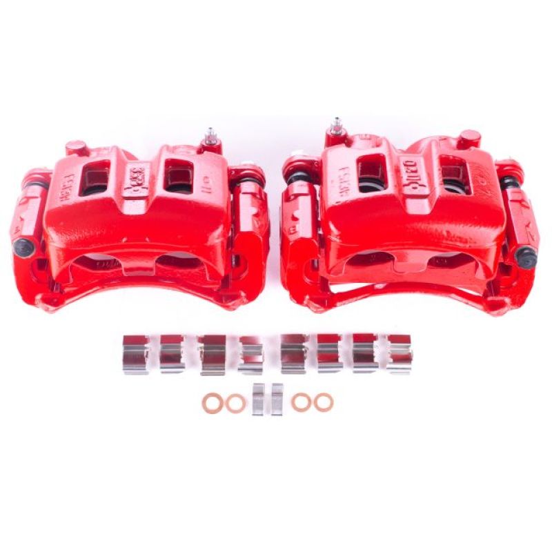 Power Stop 01-06 Mitsubishi Montero Front Red Calipers w/Brackets - Pair - S2656