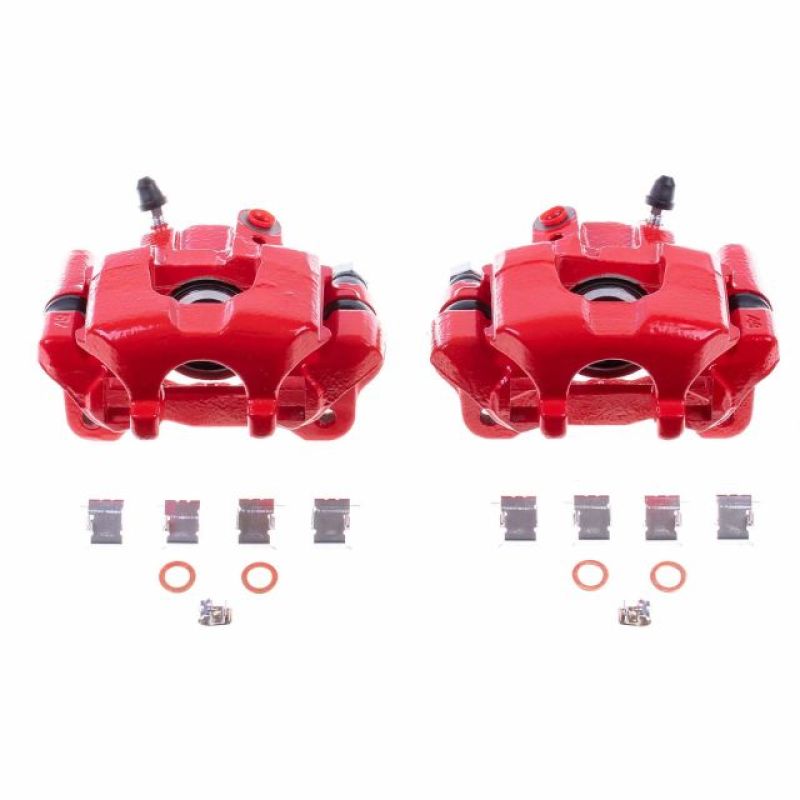 Power Stop 05-10 Scion tC Rear Red Calipers w/Brackets - Pair - S2950