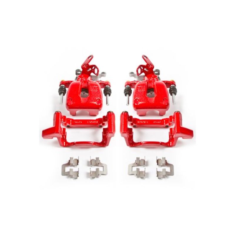 Power Stop 08-09 Audi A3 Rear Red Calipers w/Brackets - Pair - S2976